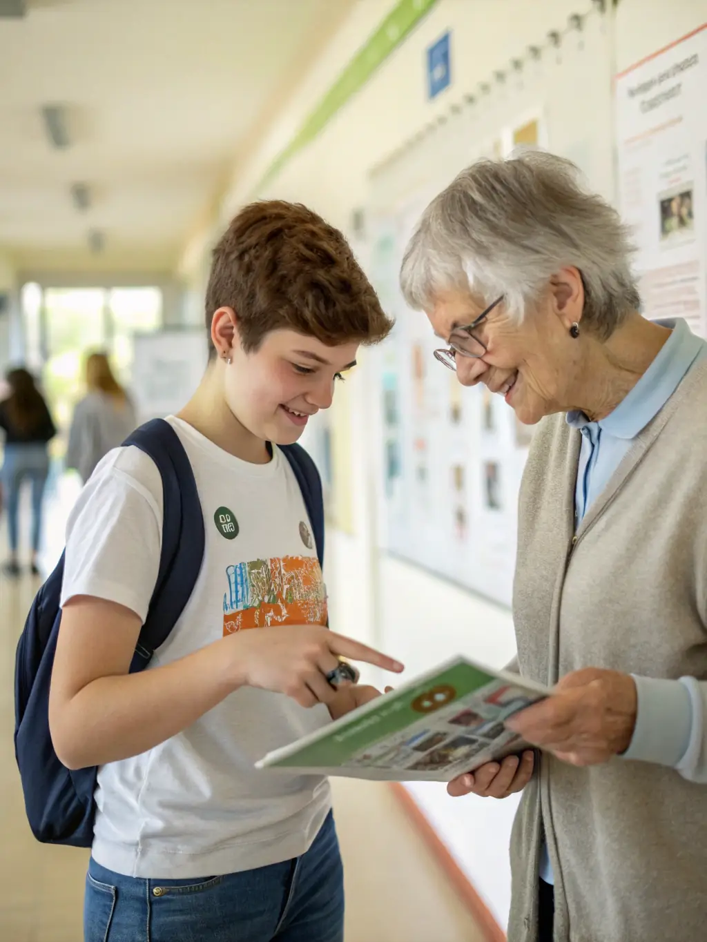 An image of a volunteer helping a library patron find a book, highlighting the library's commitment to providing personalized assistance and support.